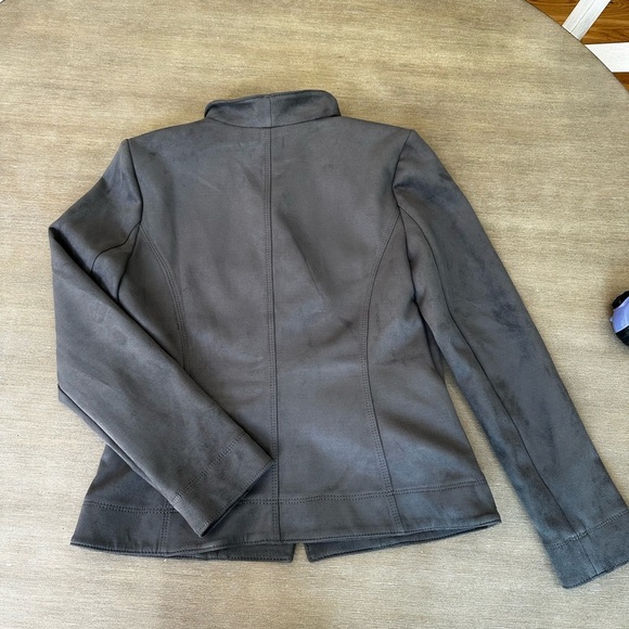 White House black market sueded Gray Double-Breasted Jacket 4 EUC - Picture 4 of 7